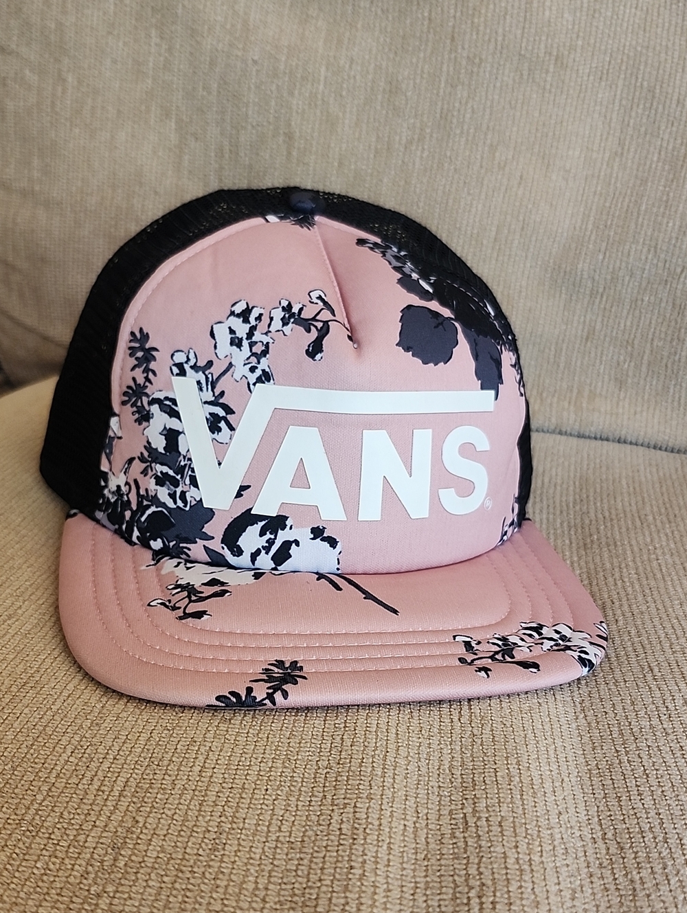 Vans Pink and Black Floral Trucker Hat